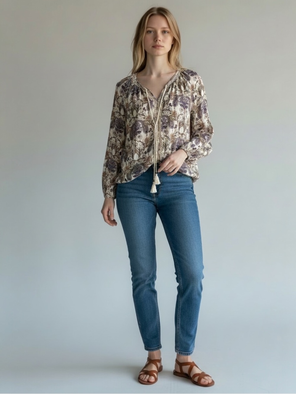 Meadow Rue Anthropologie bohemian long sleeve flowing peasant blouse top large